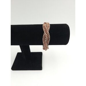 Alfani Copper Tone Bracelet Braided Mesh Bands and Clear Sparkling Rhinestones